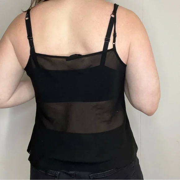 Y2K Sheer Black Cami Sleeveless Tank Top Size Medium - Picture 2 of 11